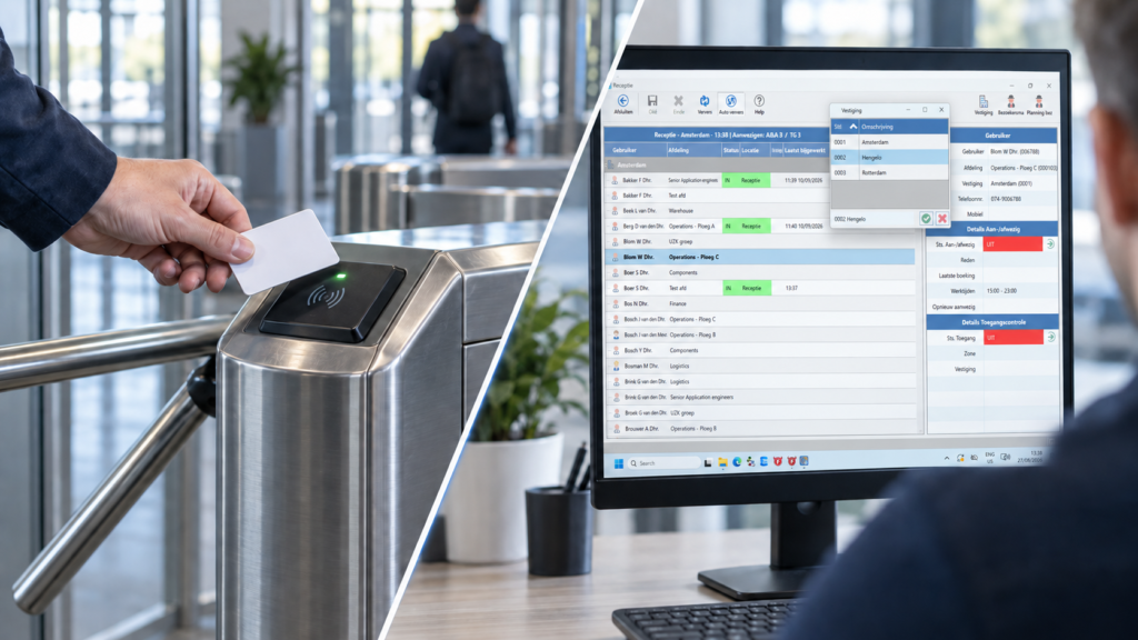 tijdregistratie en toegangscontrole in 1 systeem medewerker biedt pas aan en systeem registreert de melding